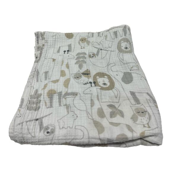 Cloud Island Muslin Swaddle Blanket Zoo Animals Lion Giraffe Sloth Owl Elephant - Picture 1 of 4